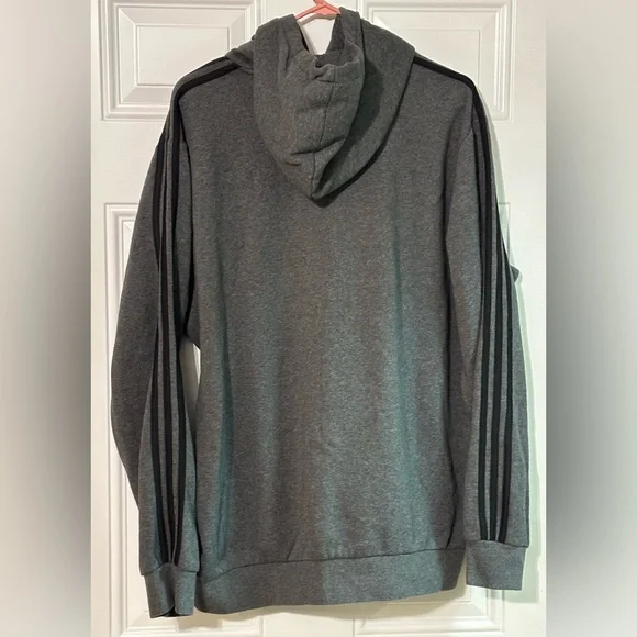 Mens Adidas Size X-Large Gray Pullover Hoodie Sweatshirt - Picture 2 of 4